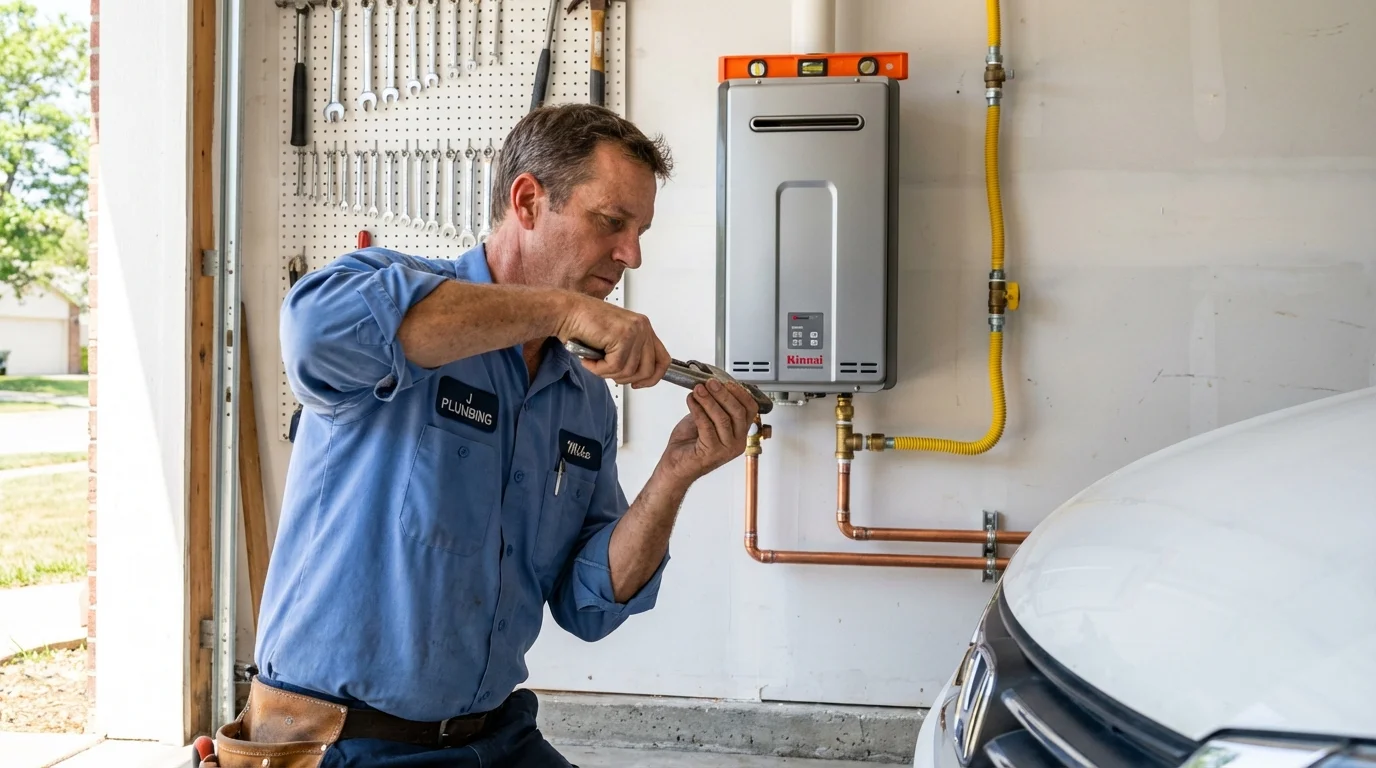 Tankless water heater installation by a Johns Plumbing LLC plumber in Webberville